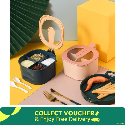 Picture of 1/2/3pcs Spice Box Household Kitchen Utensils Storage Box Seasoning Jar MSG Sugar Salt Jar Seasoning Jar Combination Set
