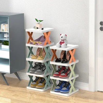 Picture of New Shoe Rack, Vertical Shoe Tower, Narrow Corner Shoe Rack, Shoe Shelf, DIY Free Standing Shoes Storage Organizer for Small Entryway, Closet, Hallway, Living Room, Bedroom (30x28x17.5cm 5 layers)