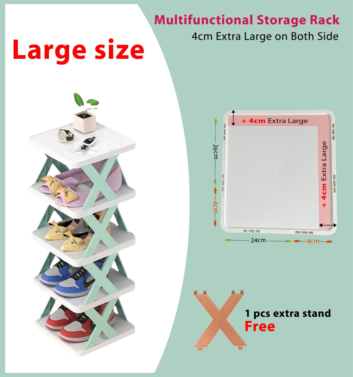 Picture of New Shoe Rack, Vertical Shoe Tower, Narrow Corner Shoe Rack, Shoe Shelf, DIY Free Standing Shoes Storage Organizer for Small Entryway, Closet, Hallway, Living Room, Bedroom (30x28x17.5cm 5 layers)