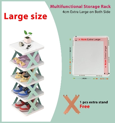 Picture of New Shoe Rack, Vertical Shoe Tower, Narrow Corner Shoe Rack, Shoe Shelf, DIY Free Standing Shoes Storage Organizer for Small Entryway, Closet, Hallway, Living Room, Bedroom (30x28x17.5cm 5 layers)