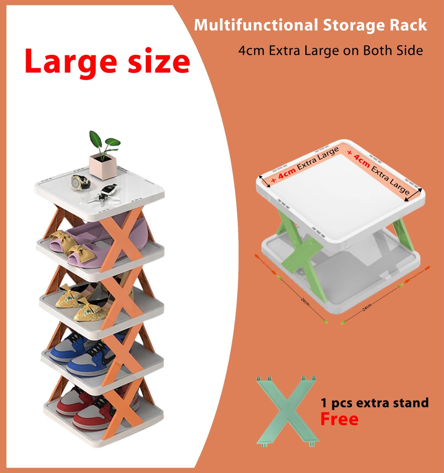 Picture of New Shoe Rack, Vertical Shoe Tower, Narrow Corner Shoe Rack, Shoe Shelf, DIY Free Standing Shoes Storage Organizer for Small Entryway, Closet, Hallway, Living Room, Bedroom (30x28x17.5cm 5 layers)