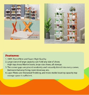 Picture of New Shoe Rack, Vertical Shoe Tower, Narrow Corner Shoe Rack, Shoe Shelf, DIY Free Standing Shoes Storage Organizer for Small Entryway, Closet, Hallway, Living Room, Bedroom (30x28x17.5cm 5 layers)