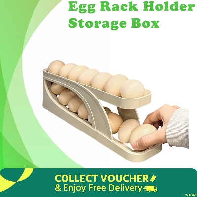 Picture of Double-Layer Egg Dispenser Automatic Roll-Down Egg Storage Rack Slide Egg Carton Refrigerator Egg Basket Kitchen Countertop Egg Holder Dshop