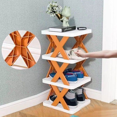 Picture of New Shoe Rack, Vertical Shoe Tower, Narrow Corner Shoe Rack, Shoe Shelf, DIY Free Standing Shoes Storage Organizer for Small Entryway, Closet, Hallway, Living Room, Bedroom (30x28 4 layers) Men & women Fashion shoe Organizer