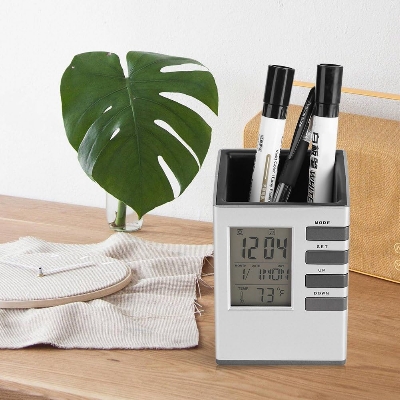 Picture of Multifunctional Pen Holder and Digital Alarm Clock LCD for Student, Office, Desk Supplies Organizer
