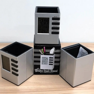 Picture of Multifunctional Pen Holder and Digital Alarm Clock LCD for Student, Office, Desk Supplies Organizer