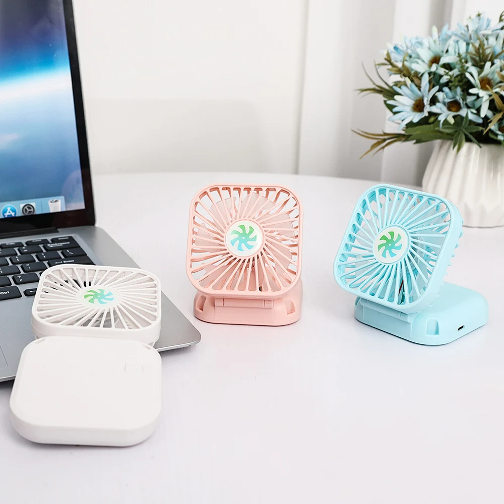Picture of D Shop Portable Hanging Neck Mini Fans Rechargeable USB Folding Fan Mute Handheld Desktop Multi Function Three Speed Charge Fan-Multicolor