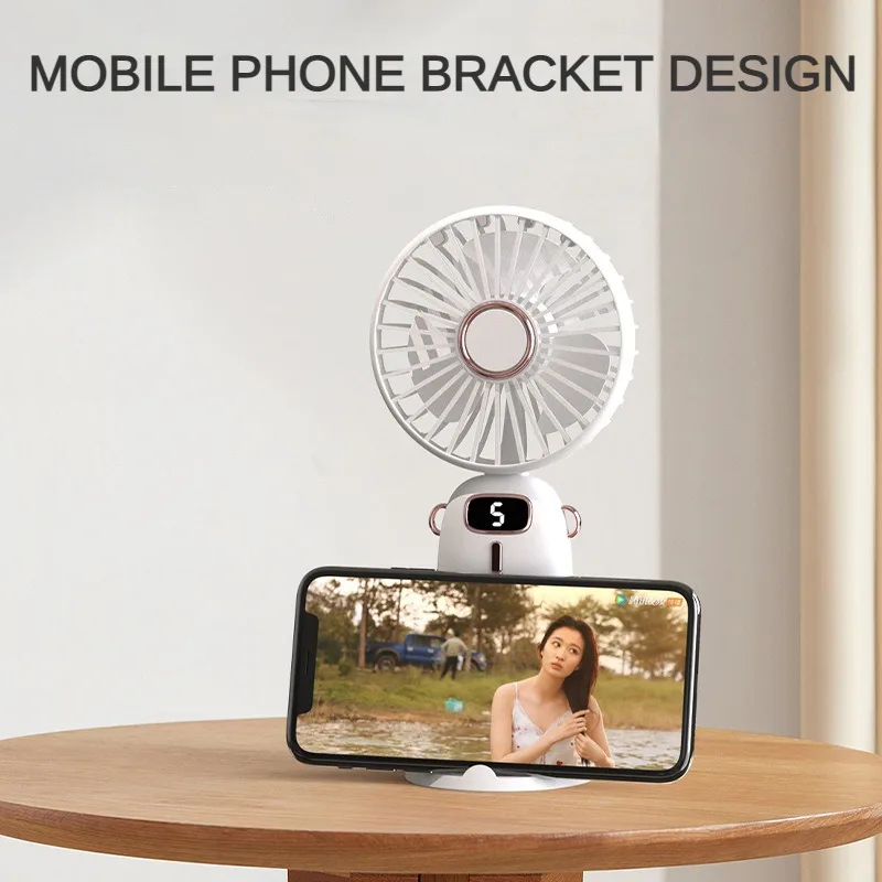Picture of D Shop Handheld Mini Fan Foldable Portable Neck Hanging Fans 5 Speed USB Rechargeable Fan with Phone Stand and Display Screen-Multicolor