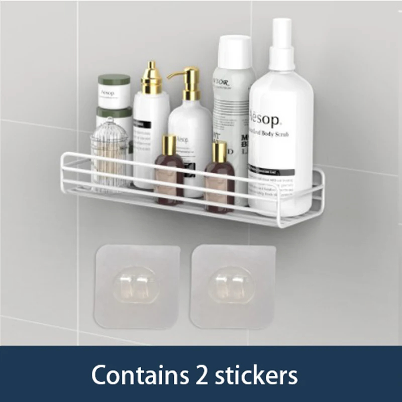 Picture of Bathroom Storage Rack Kitchen Organizer Shelf Black Shelves Corner Frame Iron Shower Punch Free Mounted Caddy Rack-D shop