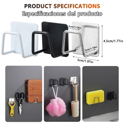 Picture of D Shop 1/2/4pcs Kitchen Sponges Holder Stainless Steel Sink Sponges Drain Self Adhesive Storage Holder Wall Hooks Kitchen Tool