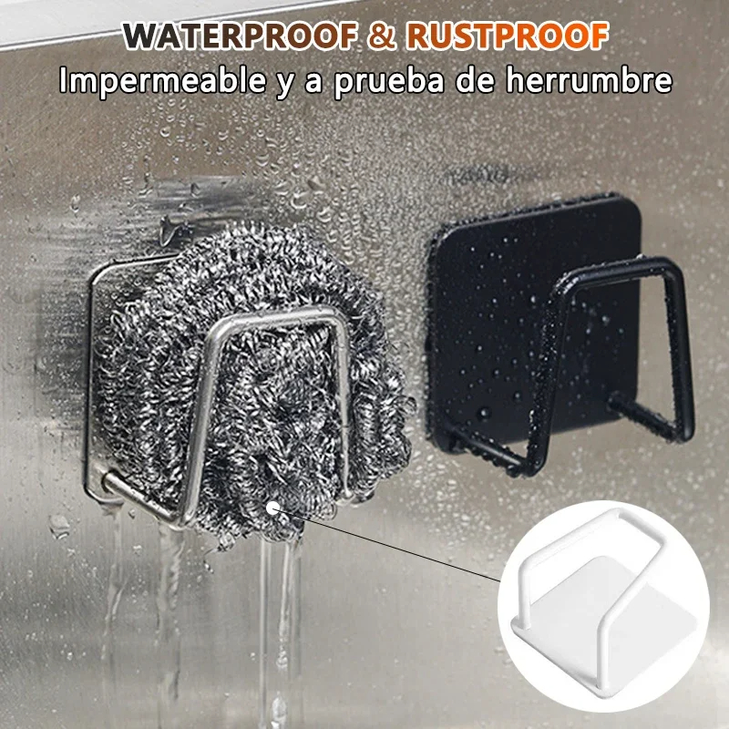 Picture of D Shop 1/2/4pcs Kitchen Sponges Holder Stainless Steel Sink Sponges Drain Self Adhesive Storage Holder Wall Hooks Kitchen Tool