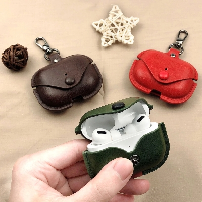 Picture of D Shop Luxury PU Leather Bluetooth Earphone Case Protective Cover for Airpods 1 2 3 Cases Charging Box with Hooks