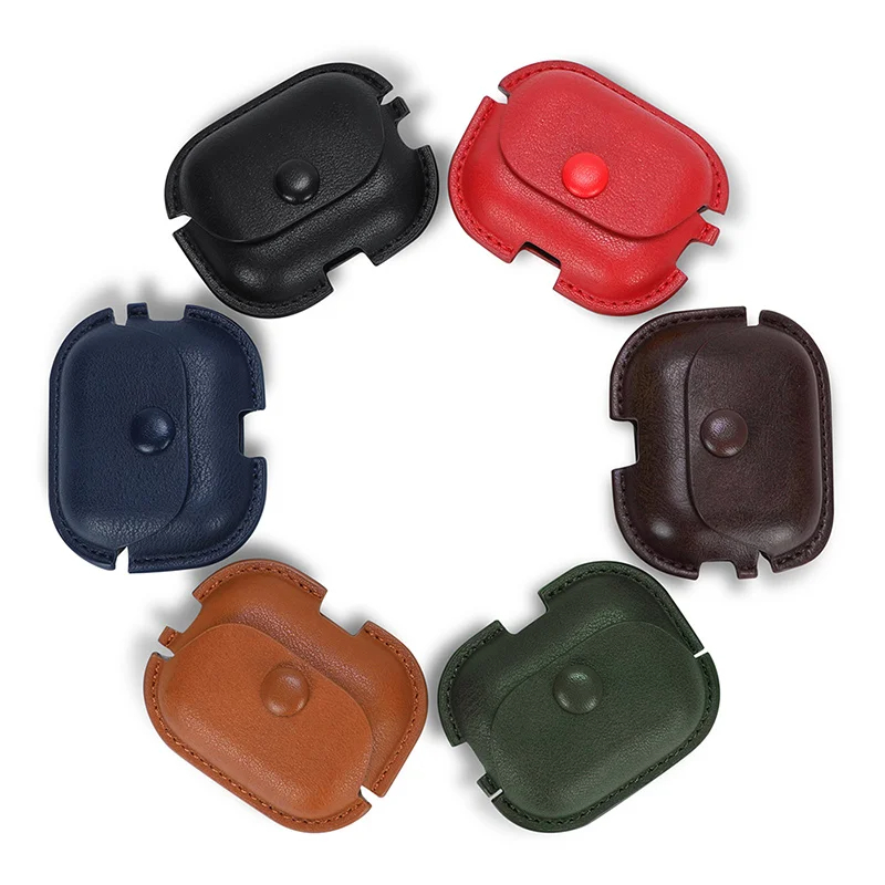 Picture of D Shop Luxury PU Leather Bluetooth Earphone Case Protective Cover for Airpods 1 2 3 Cases Charging Box with Hooks