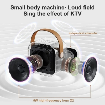 Picture of K12 Bluetooth Wireless Portable Speaker Multi-function Karaoke with 1-2 Microphone Music Player Karaoke Machine 1Speaker & 1 Pcs Microphone -D shop