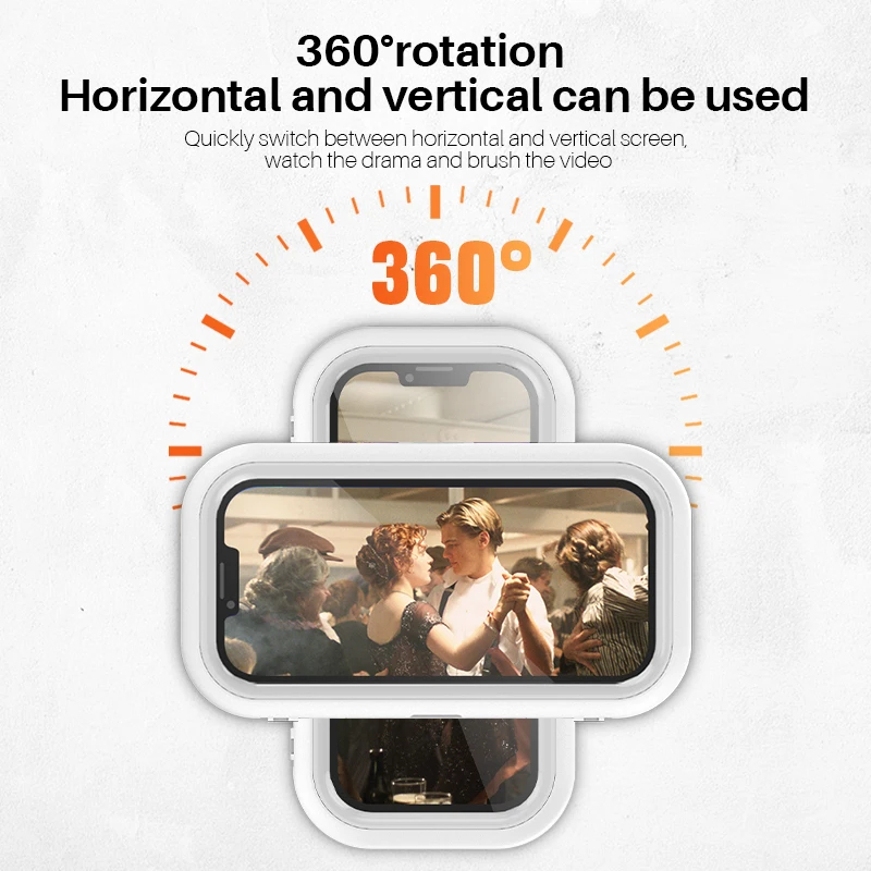 Picture of Bathroom waterproof mobile phone bracket without punching Bathroom wall bracket Kitchen storage rack can rotate 360 °-D Shop