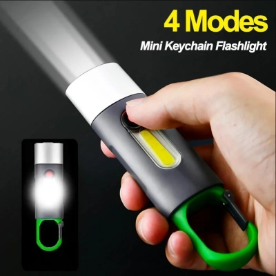 Picture of D Shop Portable Mini Strong Light Flashlights USB Rechargeable KeyChain Work Light Outdoor Camping LED Flashlight Waterproof Torch Lamp