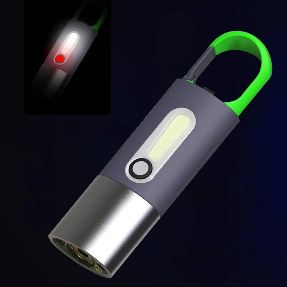 Picture of D Shop Portable Mini Strong Light Flashlights USB Rechargeable KeyChain Work Light Outdoor Camping LED Flashlight Waterproof Torch Lamp
