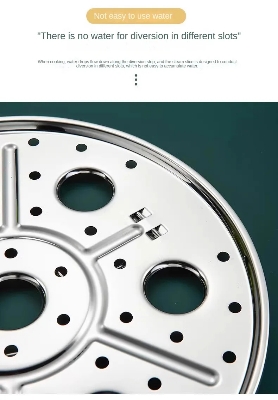 Picture of D Shop 18cm Round Stainless Steel Steamer with Water Separation Design for Cooking Steamed Foods, Detachable Egg Steaming Rack Included