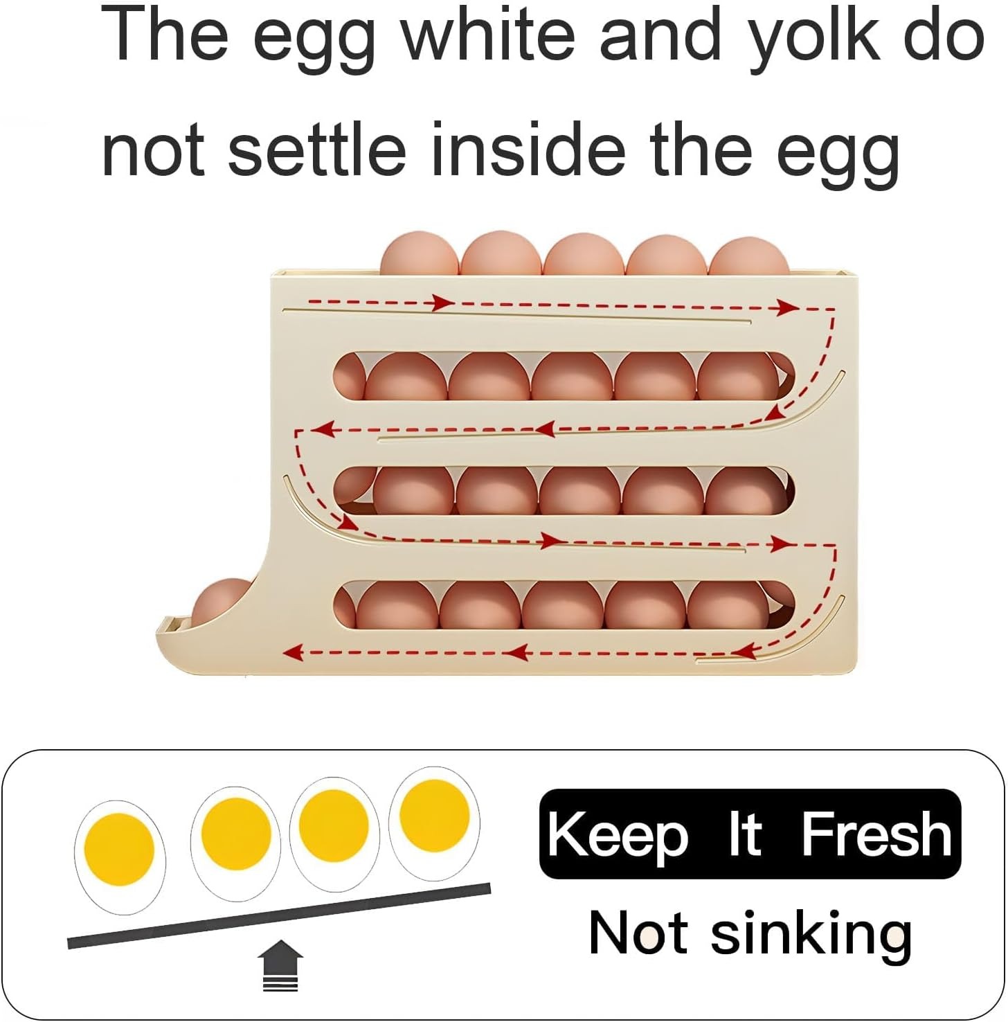 Picture of 4 Tiers Egg Holder for Fridge: 30 Eggs Auto Rolling Egg Dispenser, Space-Saving Egg Dispenser Holder, Fridge Egg Storage Rack Large Capacity Egg Organizer for Refrigerator Kichen Cabinet (Clear)-D Shop