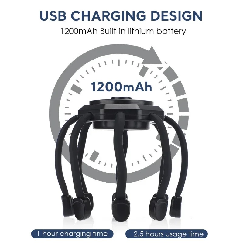 Picture of Electric Head Massager Octopus Massager 20 Contracts 5 Modes Scalp Massager 2 Extra Long Contract Red Light Therapy Device_D Shop