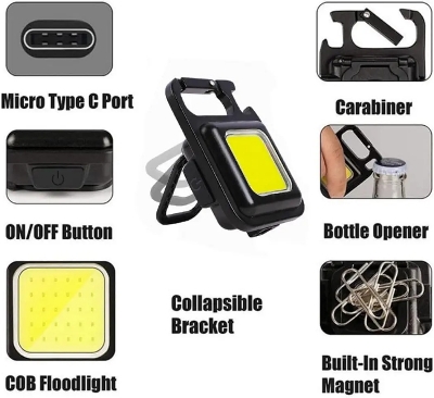 Picture of Mini Super Bright LED Working Light and lighter, USB Rechargeable Keychain Light COB Flashlight Waterproof Torch for Outdoor Camping Fishing_ D Shop