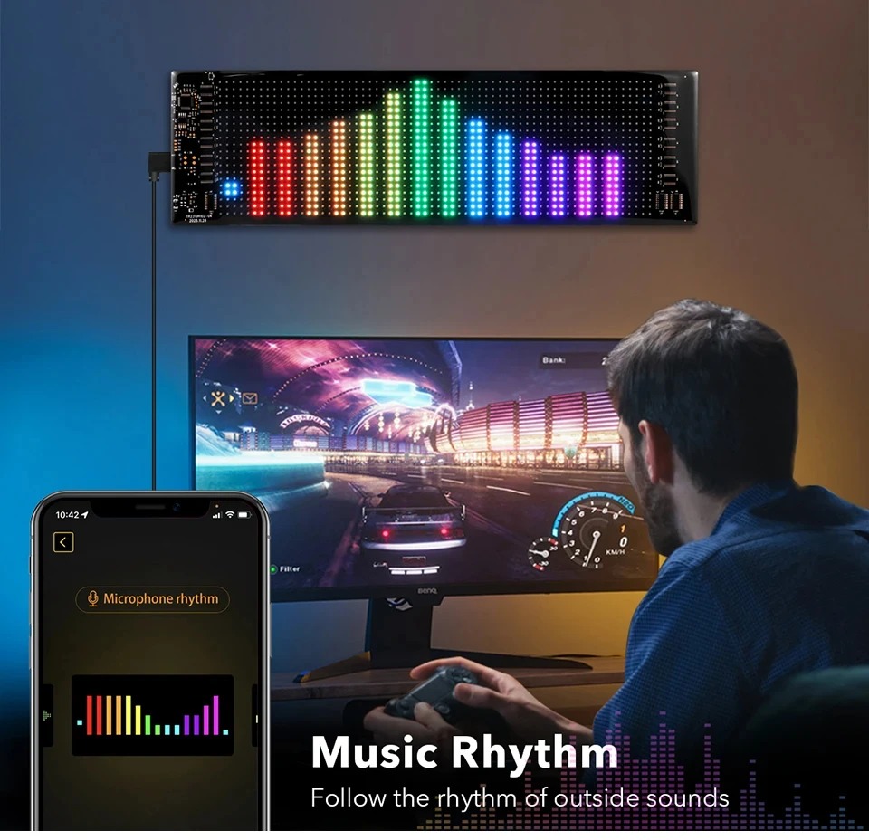 Picture of LED Matrix Pixel Panel Flexible RGB Pattern Graffiti Scrolling Text Animation Display Car Shop Reminder Light Bluetooth APP USB_ D Shop