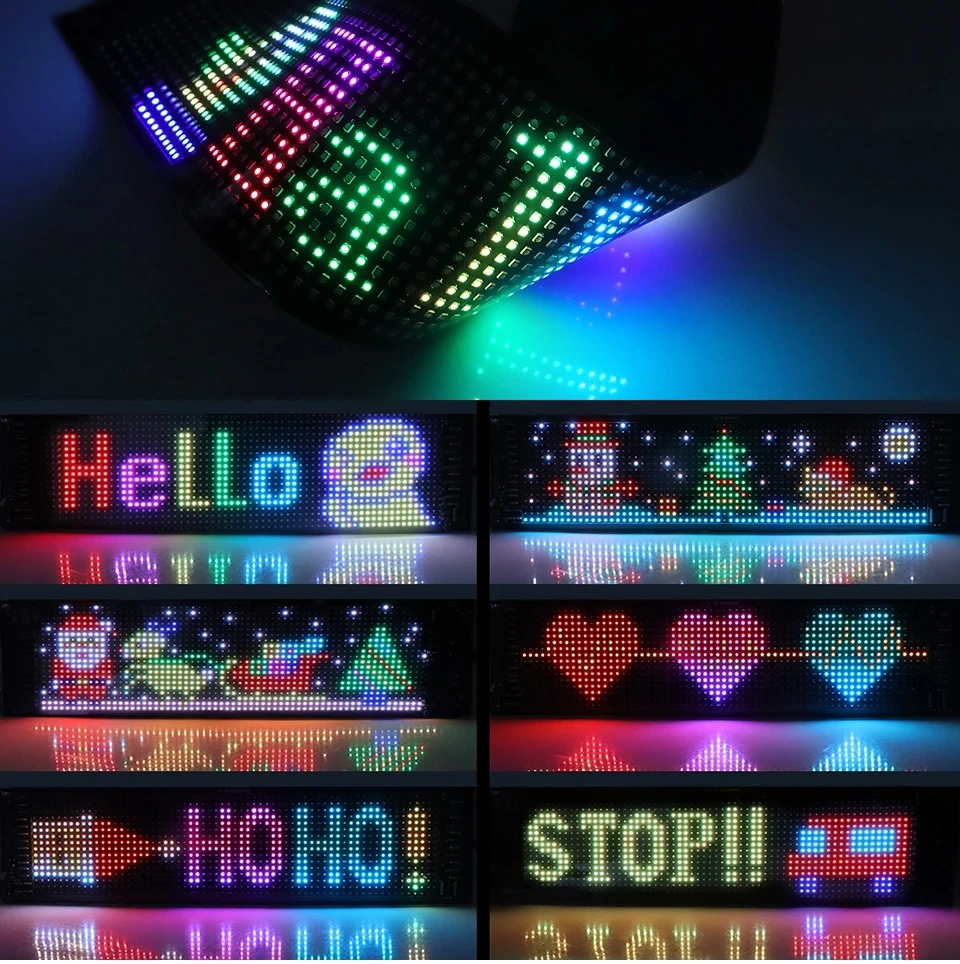 Picture of LED Matrix Pixel Panel Flexible RGB Pattern Graffiti Scrolling Text Animation Display Car Shop Reminder Light Bluetooth APP USB_ D Shop