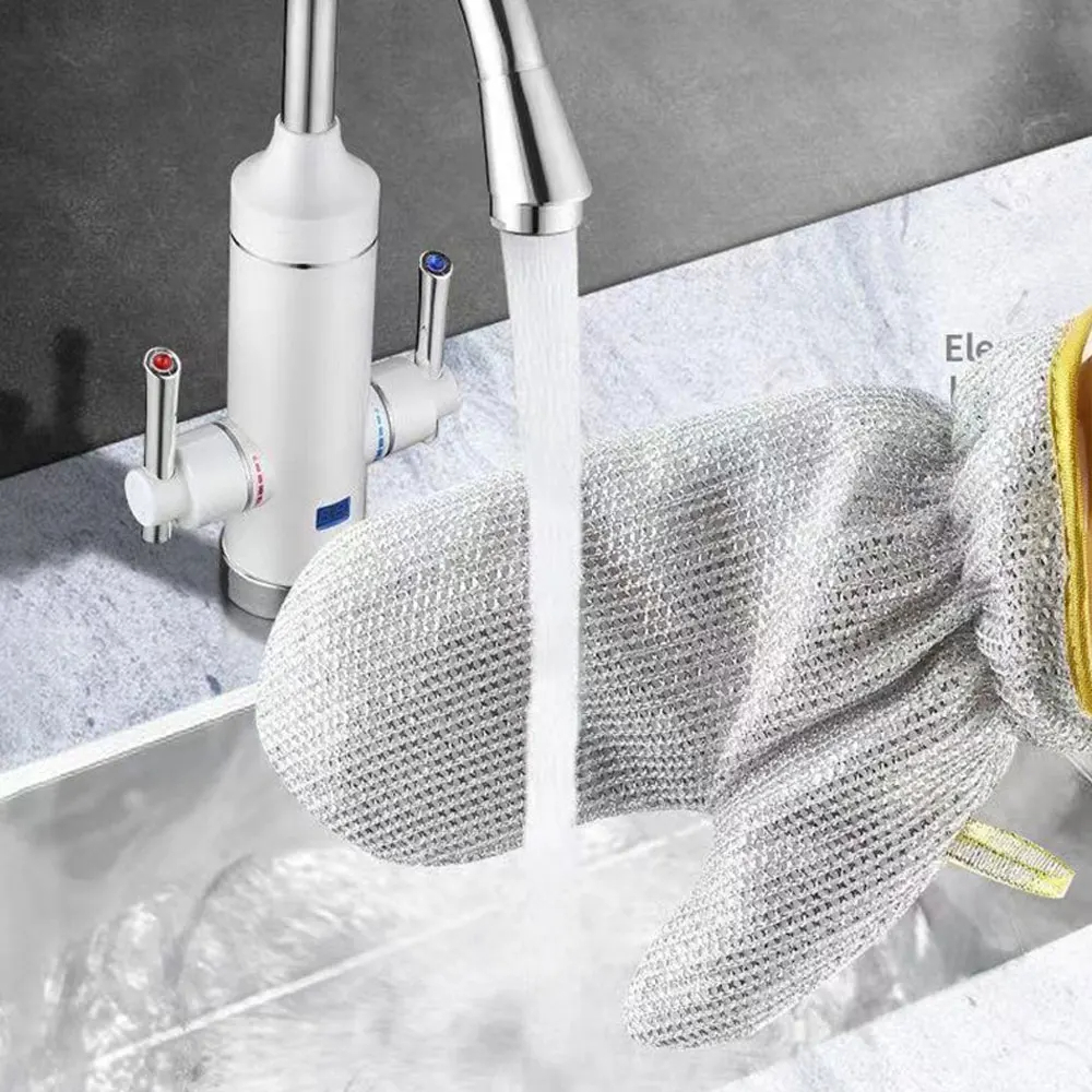 Picture of D shop 1/2pcs Steel Kitchen Dishcloth Multipurpose Wire Dishwashing Rag Clean Glove Wet/dry Multipurpose Wire Miracle Cleaning Cloths