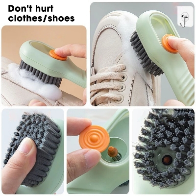 Picture of D shop Multifunctional Shoe Brushes With Soap Dispenser Long Handle Brush Cleaner For Clothes Shoes Household Laundry Cleaning Brush-Multicolor