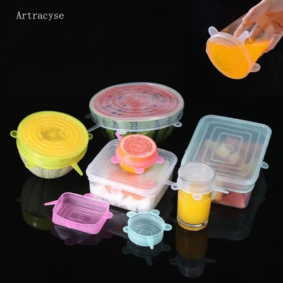 Picture of Silicone food cover 6pcs Cover Stretch Lids Reusable Durable and Expendable Lids Silicone Covers for Fresh Food Leftovers Keep Food Fresh_ D Shop