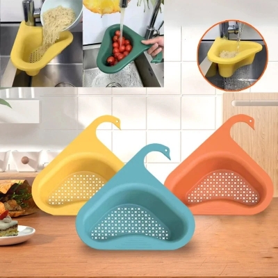Picture of Kitchen Sink Filter Swan Drain Basket Garbage Filter Multifunctional Hanging Rack Shelf Strainer Sink Hanging Rack Accessories_ D Shop