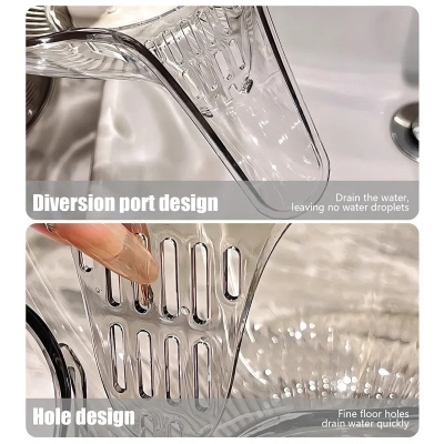 Picture of D Shop Clear Drain Basket Funnel For Kitchen Multifunctional Drainage Basket Large Capacity Vegetable Washing Basket Kitchen Organizer