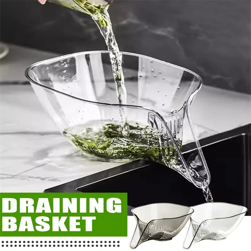 Picture of D Shop Clear Drain Basket Funnel For Kitchen Multifunctional Drainage Basket Large Capacity Vegetable Washing Basket Kitchen Organizer