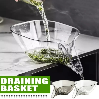 Picture of D Shop Clear Drain Basket Funnel For Kitchen Multifunctional Drainage Basket Large Capacity Vegetable Washing Basket Kitchen Organizer