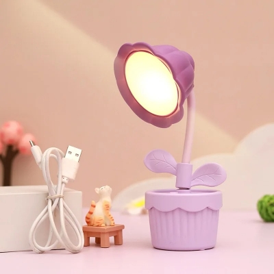 Picture of Cute Flower Shape Night Light LED Table Lamp USB Charging Desktop Accessories Students Study Reading Light Children's Gifts_D Shop