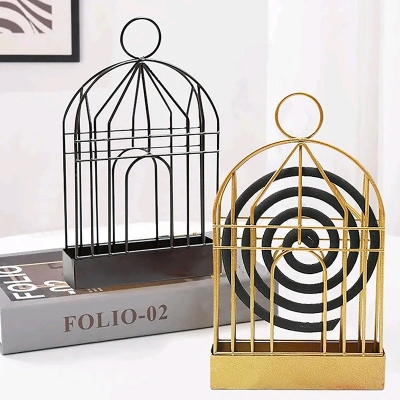 Picture of 1Pc Household Fireproof Sandalwood Ash Box Mosquito Coil Incense Box Wrought Iron Hanging Creative Birdcage Mosquito Coil Holder_D Shop