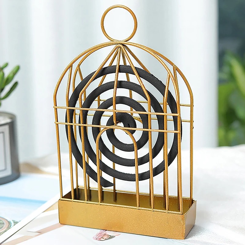 Picture of 1Pc Household Fireproof Sandalwood Ash Box Mosquito Coil Incense Box Wrought Iron Hanging Creative Birdcage Mosquito Coil Holder_D Shop