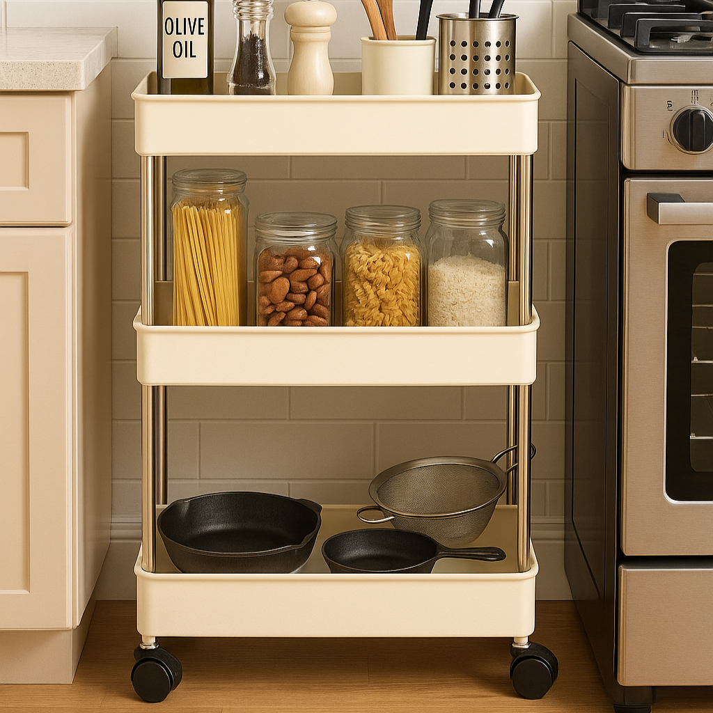 Picture of Narrow Type Multi Purpose Gap Storage Trolly Rack Multifunctional Movable Gap Storage Cart_ D Shop