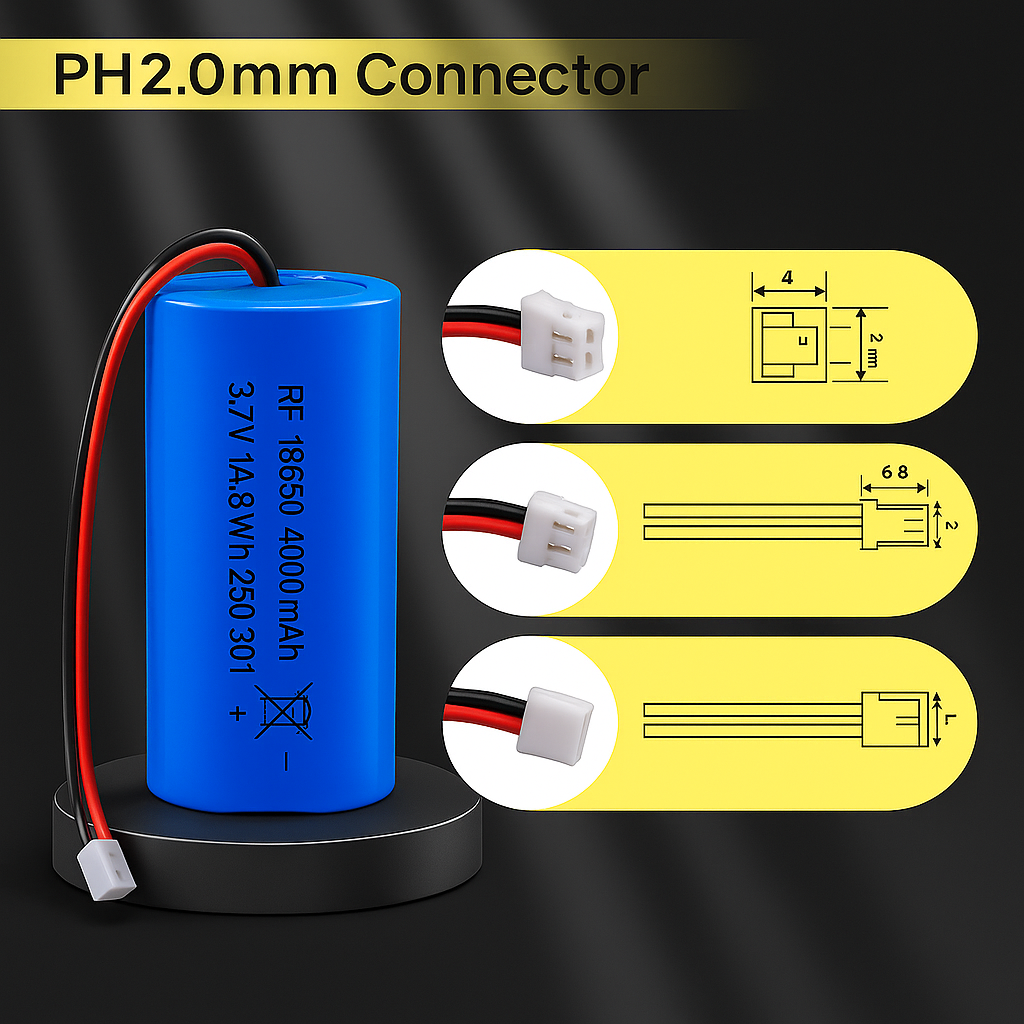 Picture of 4000mAh Rechargeable Lithium-Ion Battery Pack with PH2.0mm Plug – High Capacity for DIY Electronics, Toys, Bluetooth Speakers, and More