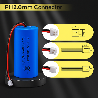 Picture of 4000mAh Rechargeable Lithium-Ion Battery Pack with PH2.0mm Plug – High Capacity for DIY Electronics, Toys, Bluetooth Speakers, and More