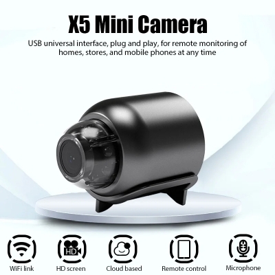 Picture of X5 Mini WiFi Camera Included Sound Detector App Control for Home Office Micro USB Baby Monitor Take Screenshots Record Videos_D Shop