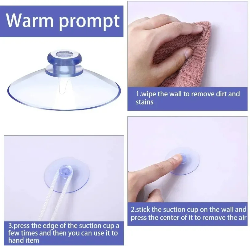 Picture of 5 Pcs 4cm Clear Suction Cups Transparent Plasitc Mushroom Head Suckers Car Window Glass Hanging Hooks Bathroom Towel Hanger Tool_D Shop