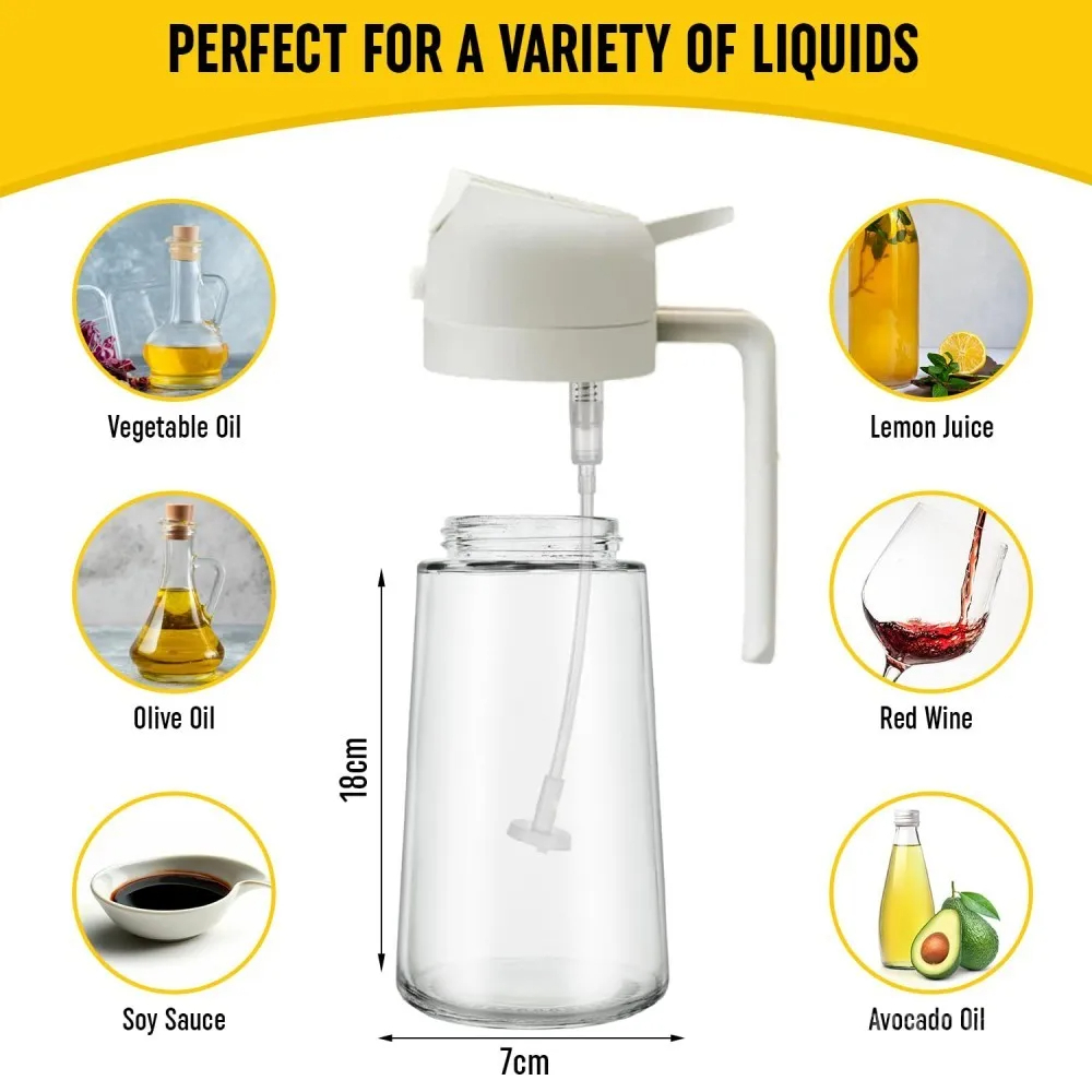 Picture of 2in1 Oil Dispenser Bottle with Pourer 500ml Plastic Oil Sprayer Cooking Oil Spray Tank BBQ Baking Picnic Kitchen Tool Home_D Shop