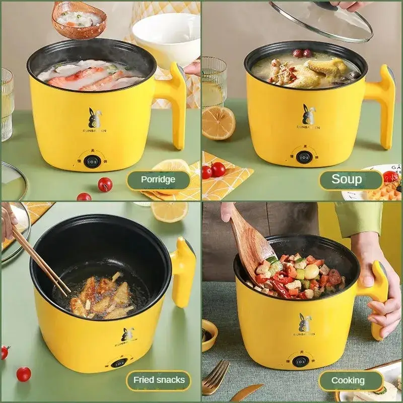 Picture of Household Kitchen Electric Cooking Pot with Steamer Multifunctional Cooking Pot Student Dormitory Pot Mini Non-Stick Pot Steamer_ D Shop