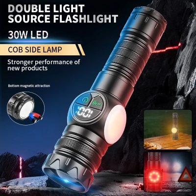 Picture of White laser strong light long-range flashlight digital power display 100,000 lumens_D Shop
