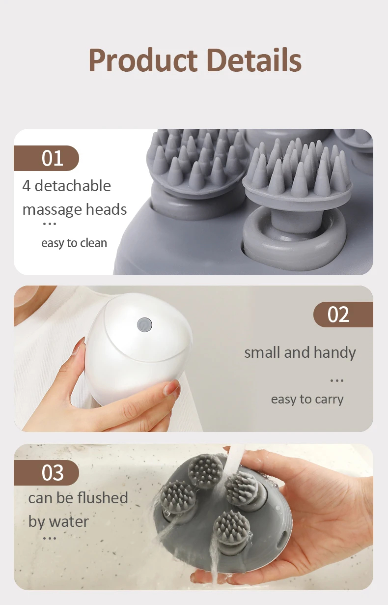 Picture of Electric Massager for Humanas IPX6 Waterproof Level Colorful Human-Pet Dual Use Massager Head and Back Scratcher_D Shop