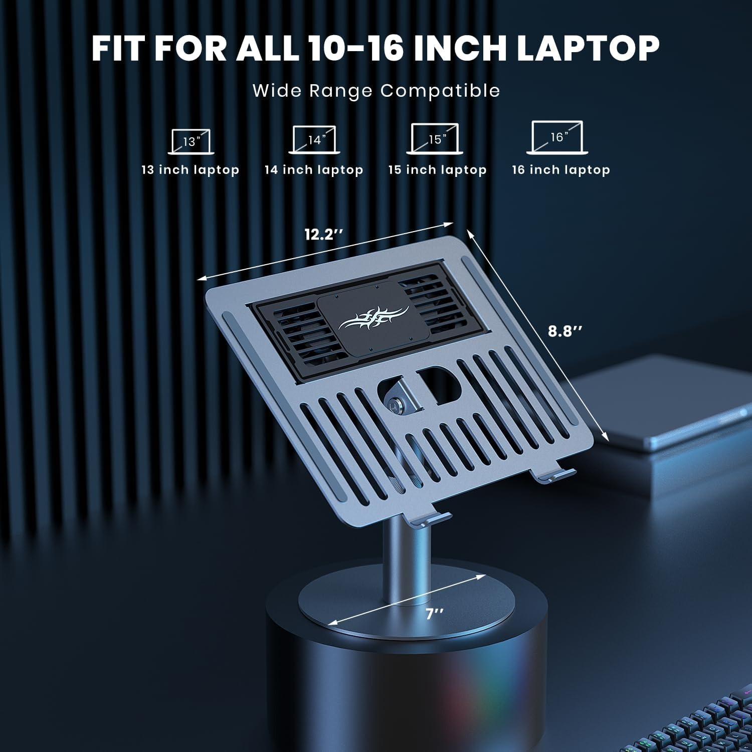 Picture of Peltier Laptop Cooling Pad Stand - Semiconductor Cooler with Aluminum Alloy Holder for 10-16 inch Laptops - 360 Swivel, Height Adjustable, Rapid Cooling 50-86F-D shop