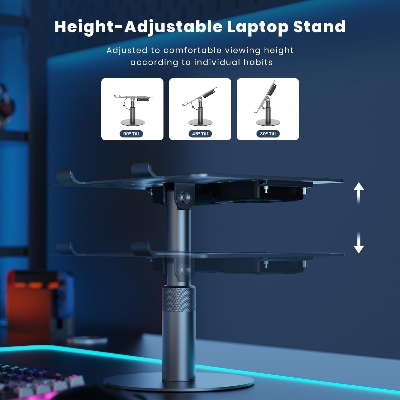 Picture of Peltier Laptop Cooling Pad Stand - Semiconductor Cooler with Aluminum Alloy Holder for 10-16 inch Laptops - 360 Swivel, Height Adjustable, Rapid Cooling 50-86F-D shop