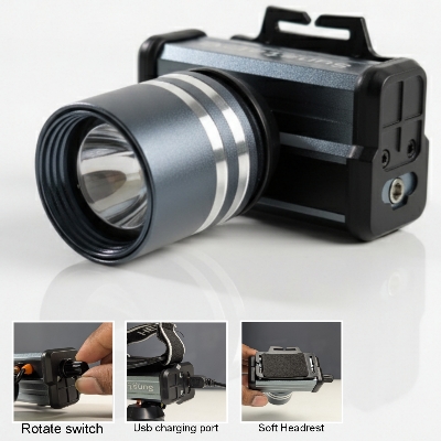 Picture of Powerful LED Headlamp Aluminium Alloy Headlight Led Head High Lumen Rechargeable Led Headlamp Camping Searching Hunting Fishing