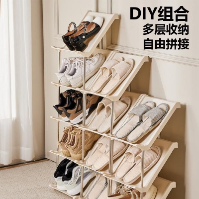 Picture of Simple shoe rack tilted multi-layer home door shoe storage rack popular entry door small narrow gap shoe cabinet